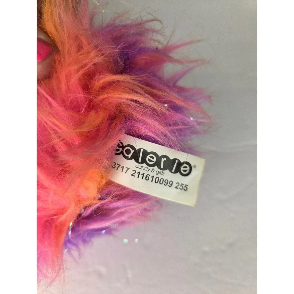 Galerie Flamingo Plush Pink Orange Purple Tinsel Fuzzy Stuffed Animal 11 inch